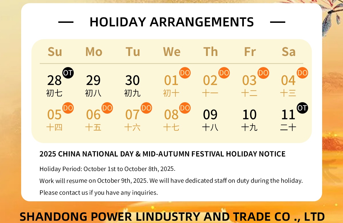 Aviso de vacaciones: las vacaciones del Día Nacional de China (1 de octubre al 8 de octubre de 2025)