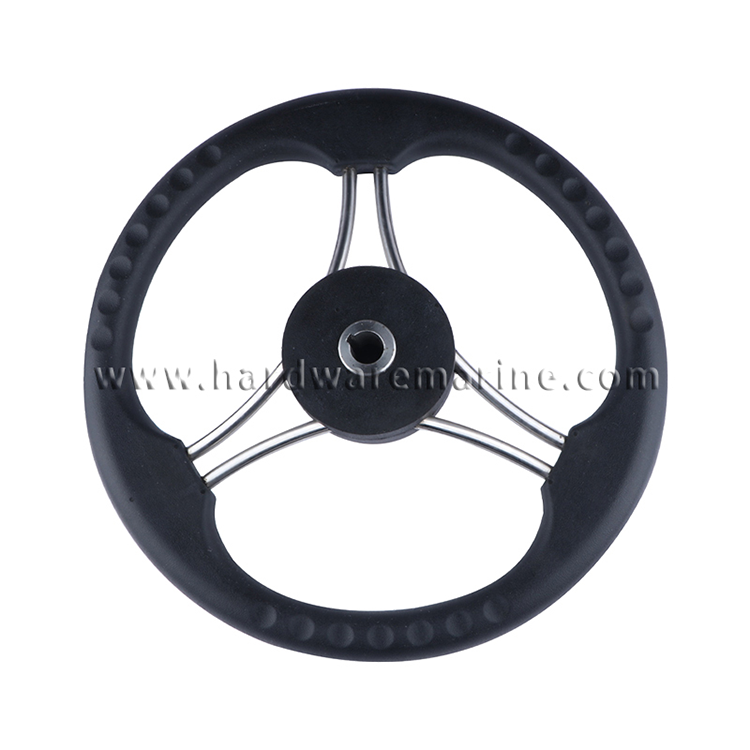 Volante de espuma de poliuretano negro de 3 radios de acero inoxidable
