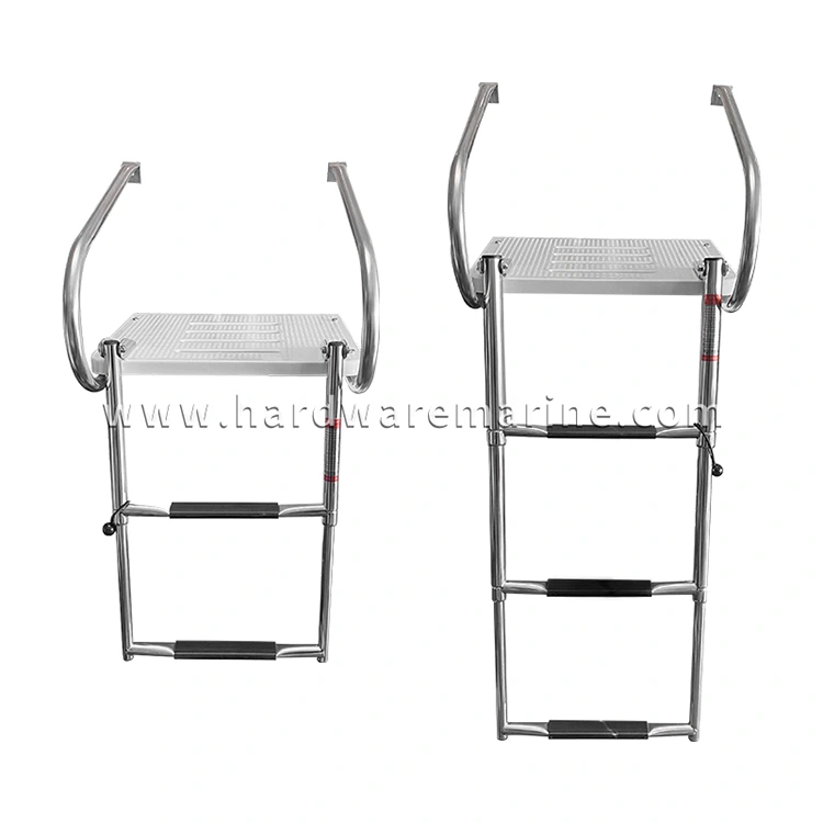 Escalera telescópica plegable marina de acero inoxidable 2/3 con plataforma
